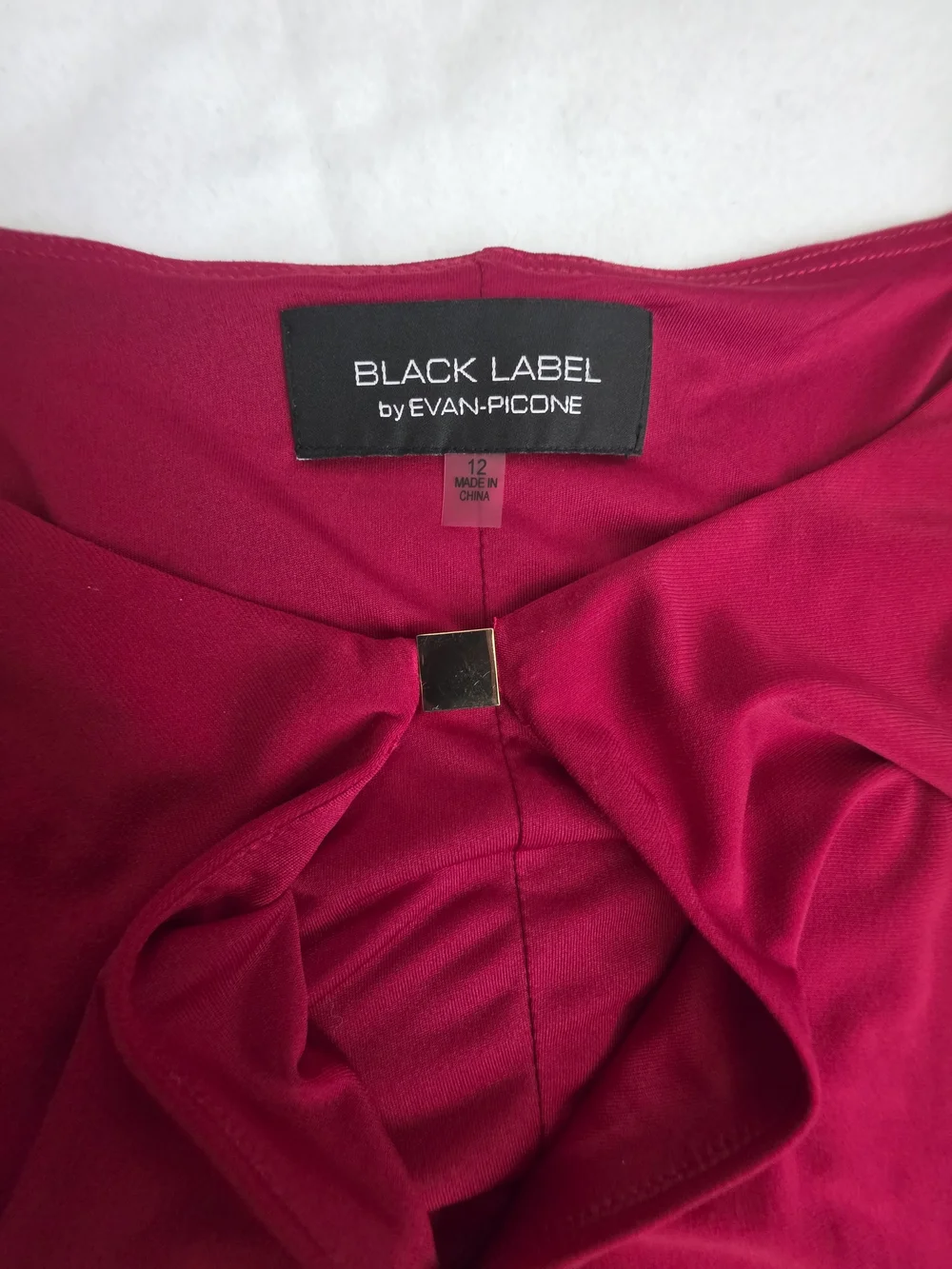 Black Label by Evan Picone Red Ruched Faux Wrap Dress Size 12 - Picture 6 of 10